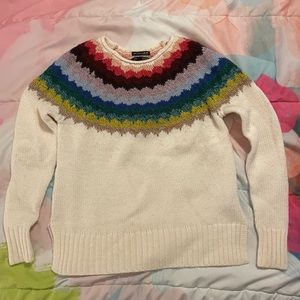 American Eagle Cream and Rainbow Fair Isle Sweater- Size Small